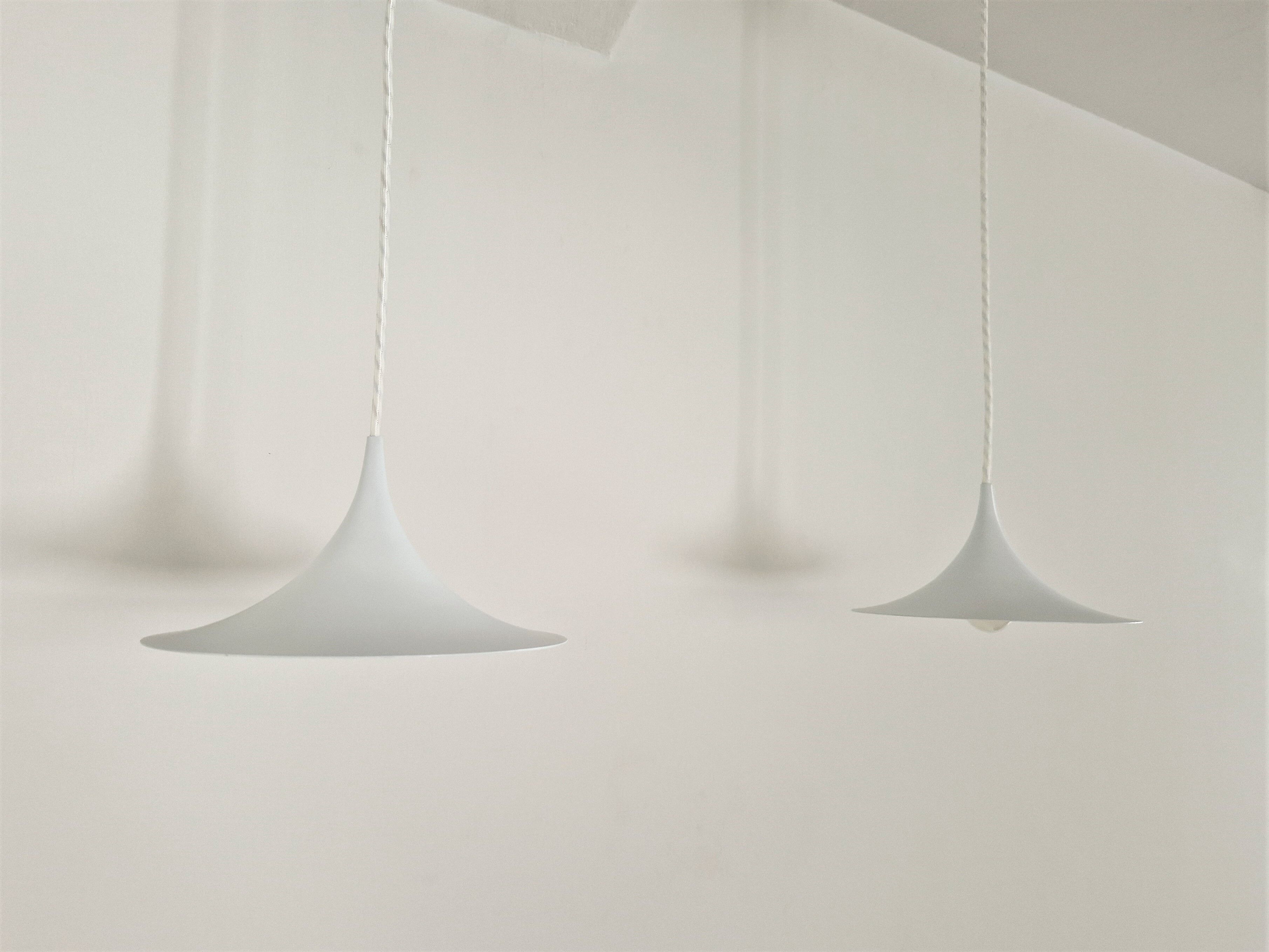 Set of 2 white "Micro" Semi pendant lamps by Claus Bonderup & Torsten Thorup for Lyfa