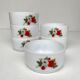 Ramequins arcopal roses vintage