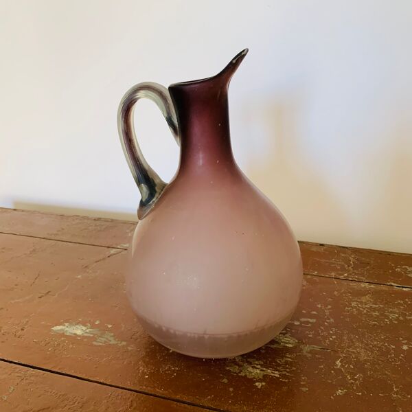 Ensemble de 4 verres à pied et 1 carafe en pâte de verre