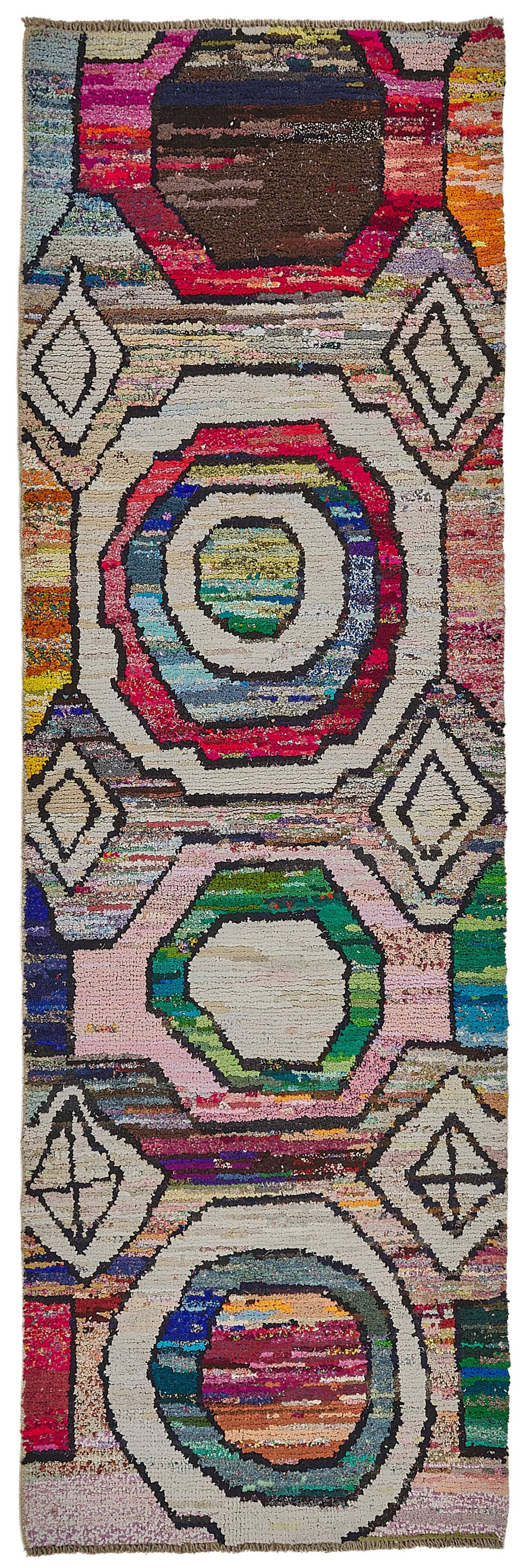 Handwoven Turkish Recycled Boho Rug 96 cm x 303 cm
