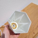 Vintage opaline tulip and brass portable lamp