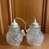 2 baladeuses suspensions en verre moulé vintage
