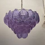 Large Retro Shell Glass Lavender Blue Chandelier