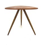 Scandinavian "tripod" side table in teak, Sweden, 1950.