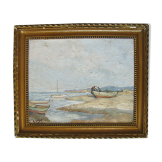 Oil on canvas Marine