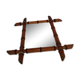 Vintage bamboo mirror – Tower shape – 1960s–70s – Bohemian