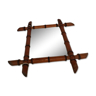 Vintage bamboo mirror – Tower shape – 1960s–70s – Bohemian