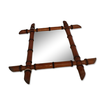 Miroir vintage en bambou – Forme tour – Années 60–70 – Bohème