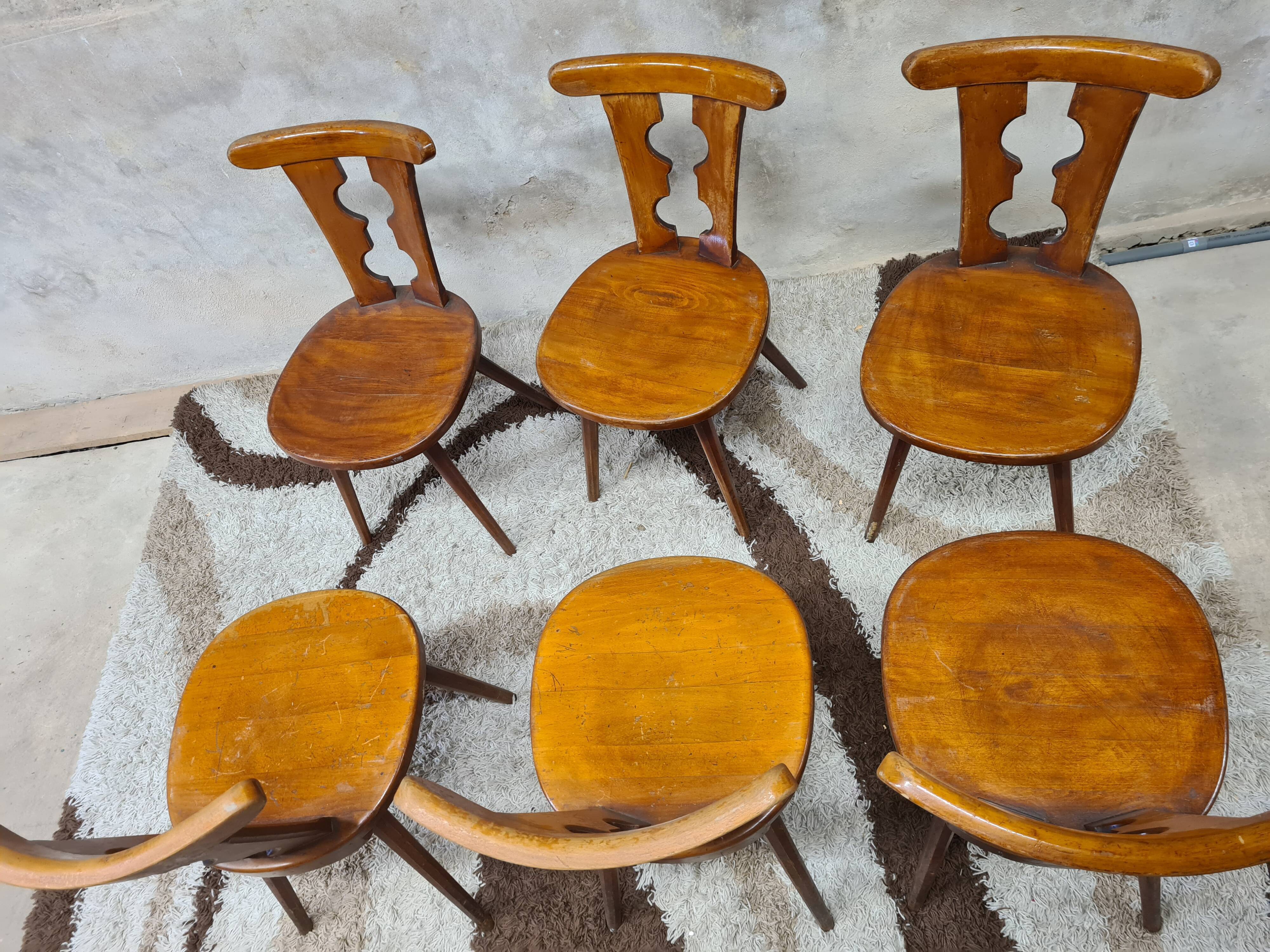 Set of 6 chairs brutalist bistro Bombenstabil year 1960