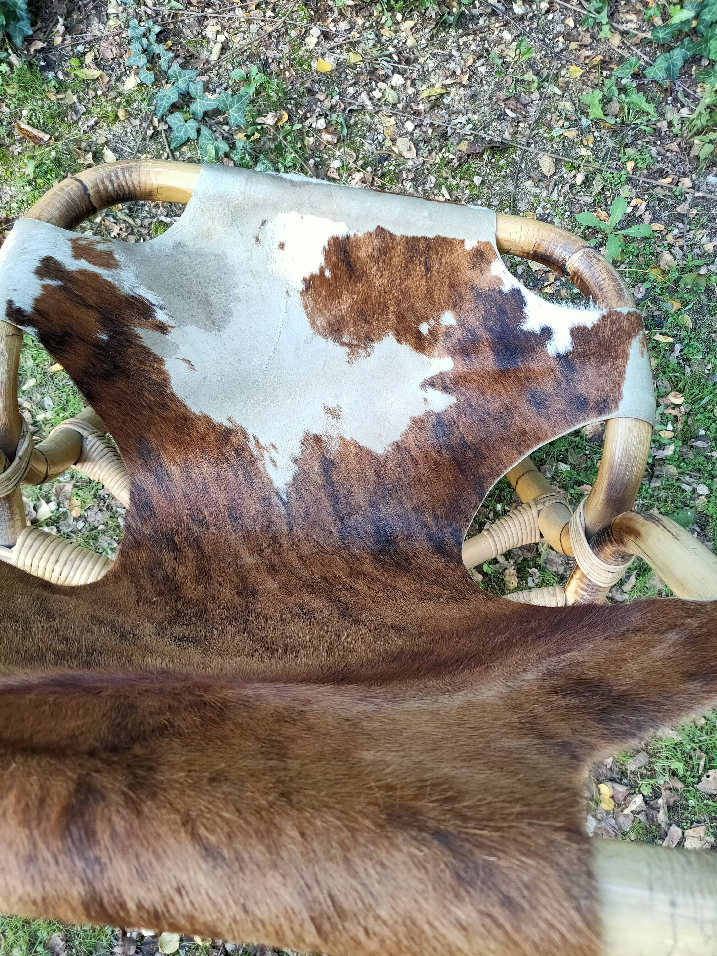 Fauteuil en peau et bambou