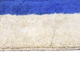 Handmade pure wool rug in blue and white, size 150/250 cm.