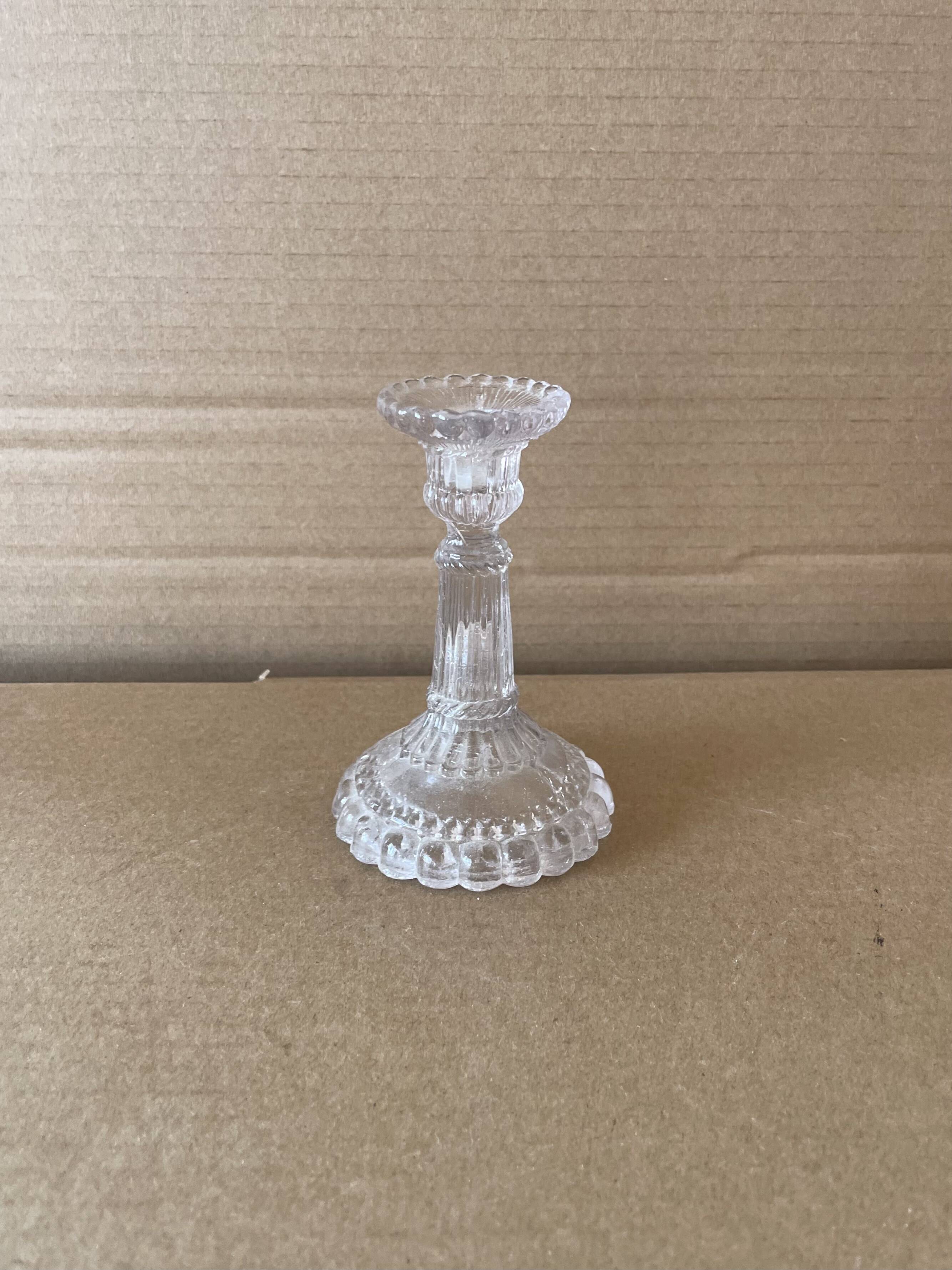 Small antique glass candle holder