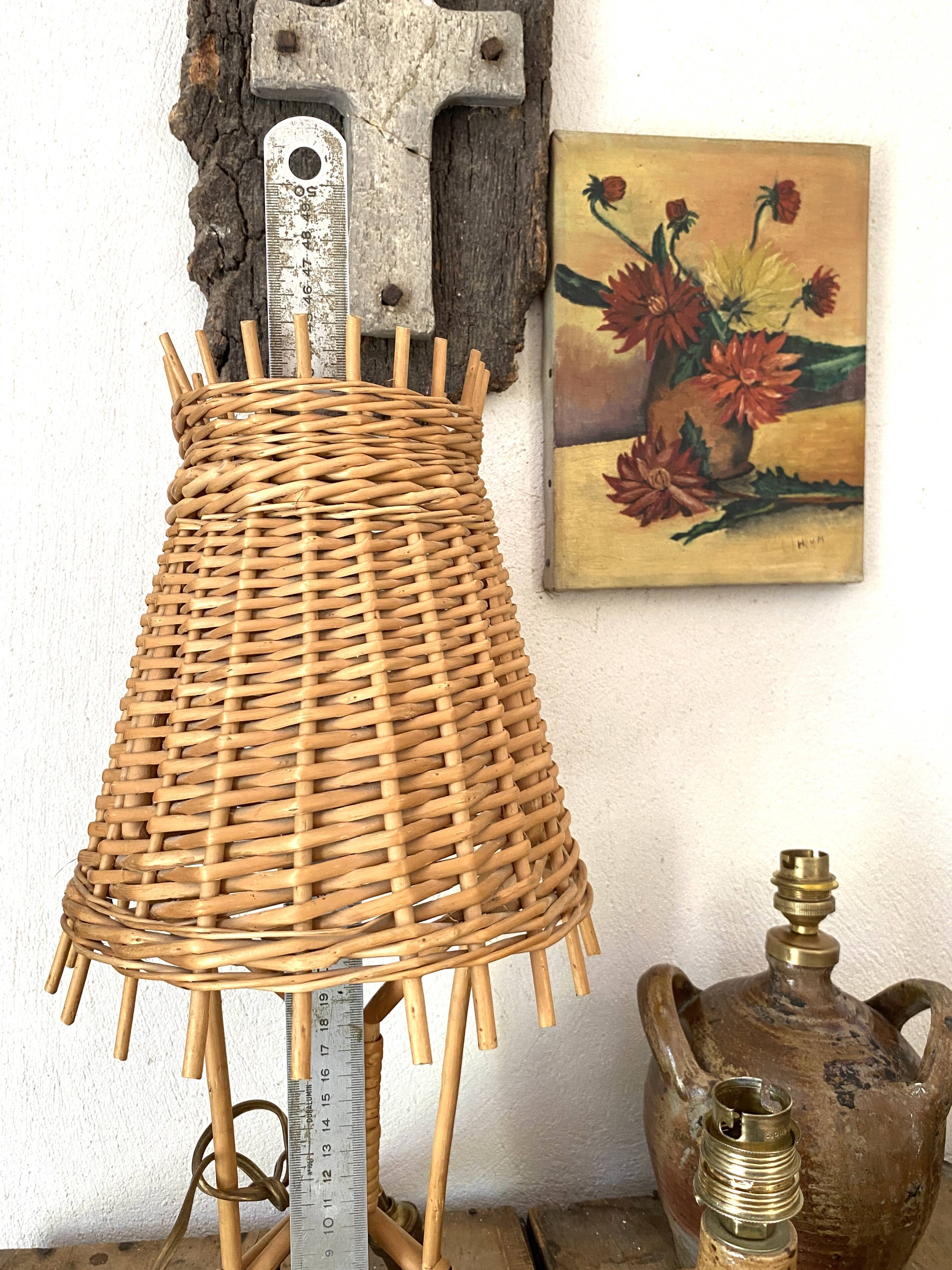 Lamp with new 2M fabric cable, Provencal wicker