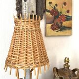 Lamp with new 2M fabric cable, Provencal wicker