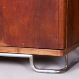 Restored Bauhaus Wardrobe, by Hynek Gottwald, Walnut, Chrome, Czech, 1930s