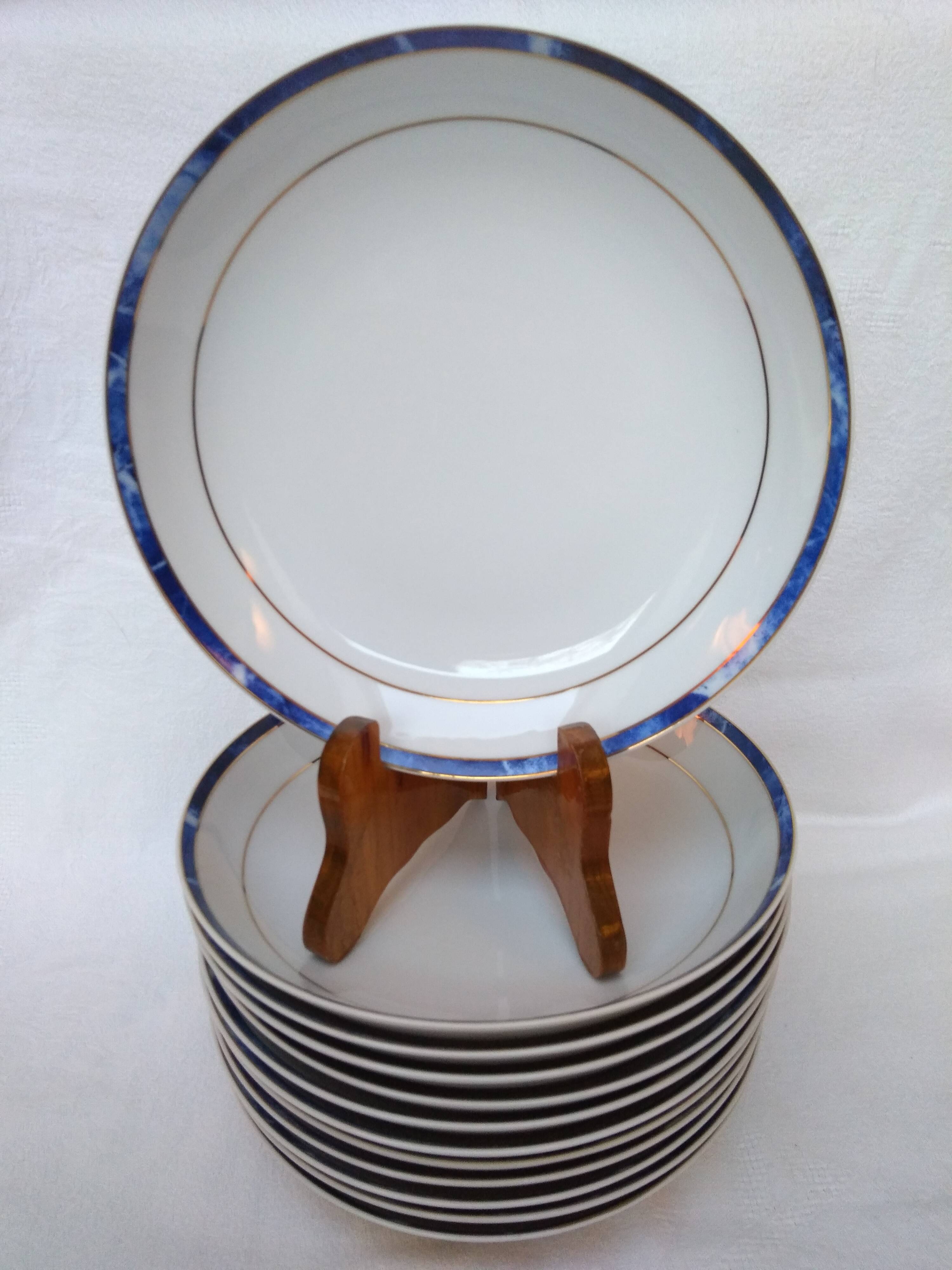 Service 12 hollow plates porcelain Vintage 80s/90s