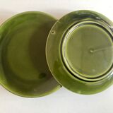 set of 6 flat plates 1960 in green faience