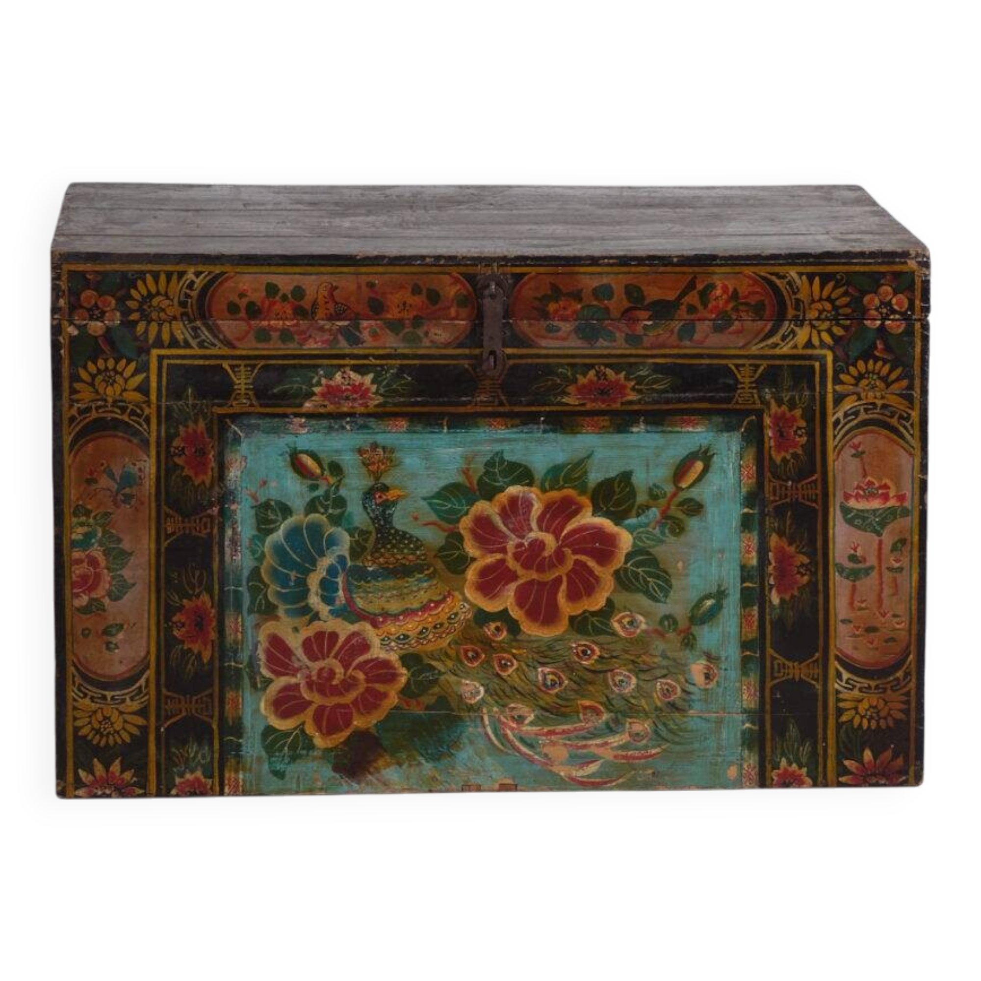 Antique Chinese chest painted in pine wood – China, circa 1900