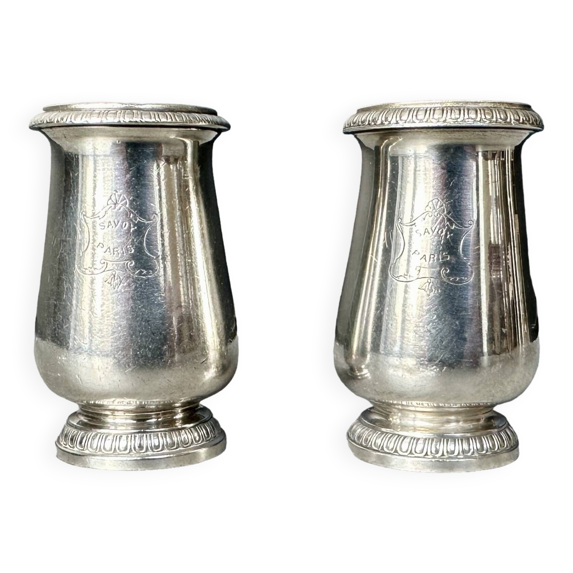 Pair of silver-plated salt cellars - Christofle goldsmith - Hôtel Savoy Paris