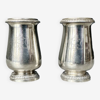 Pair of silver-plated salt cellars - christofle orfèvre - hôtel savoy paris