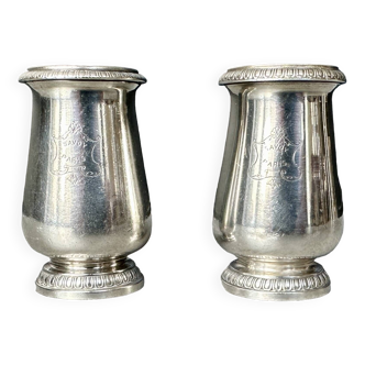 Pair of silver-plated salt cellars - christofle orfèvre - hôtel savoy paris