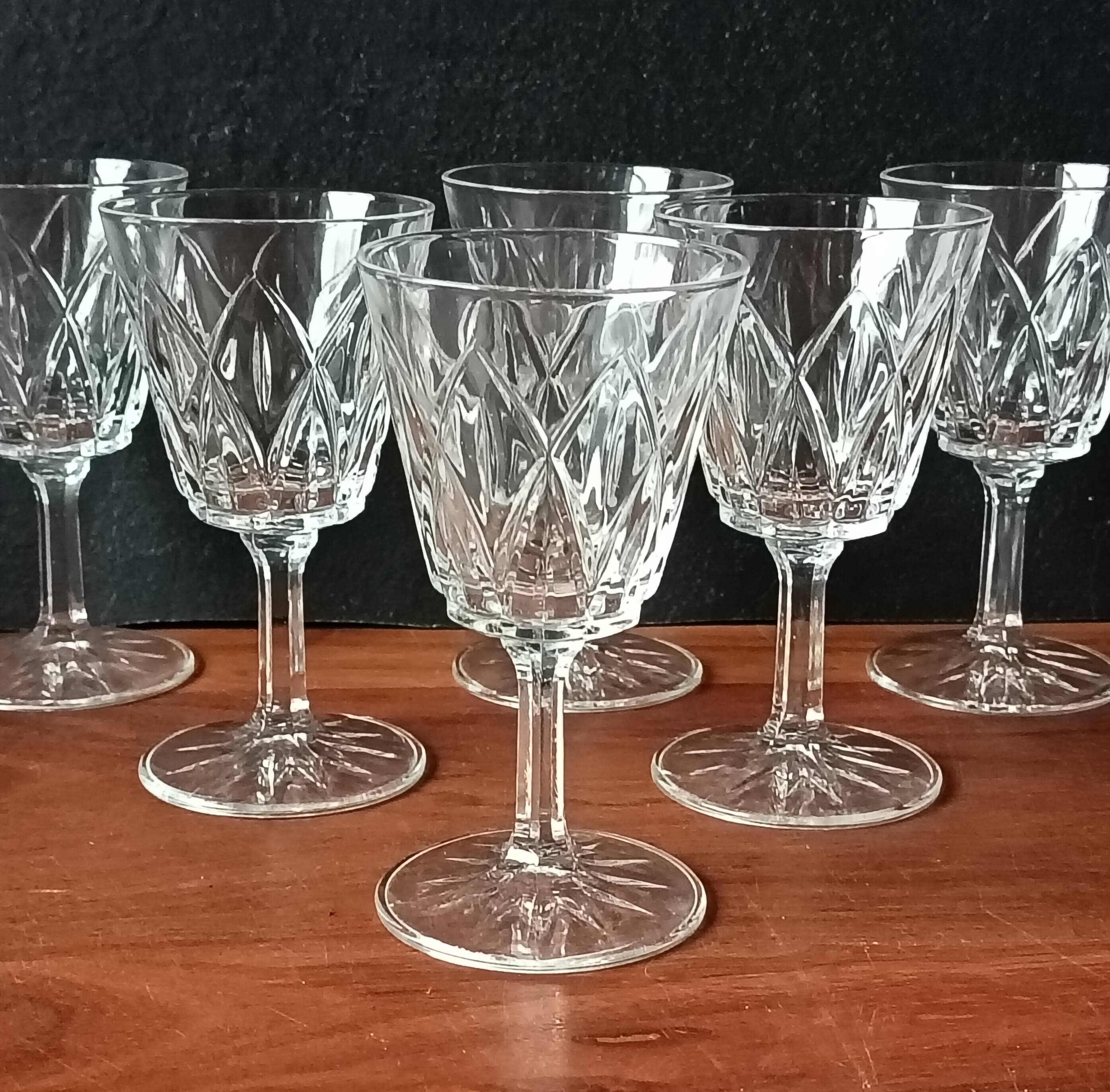 6 stemmed glasses 12 cl VMC Reims "champagne" motif Vintage France