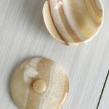 Bowl, alabaster pocket bowl with lid
