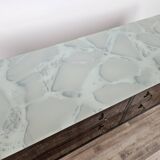 Mid Century Italian Dresser with Blue Glass Work and Four Drawers, 1960