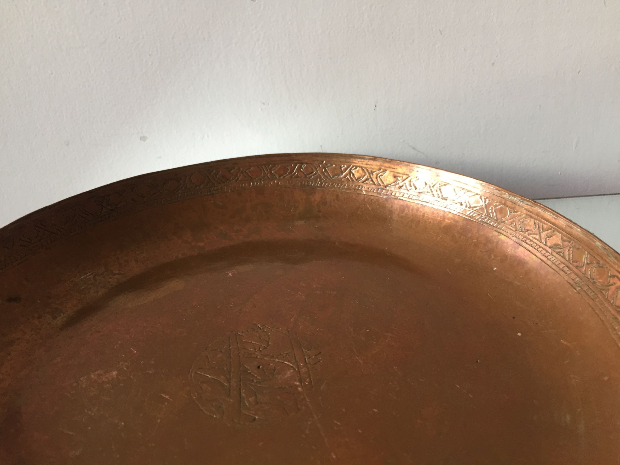 2 ottoman antique  plates bowls copper tin coated