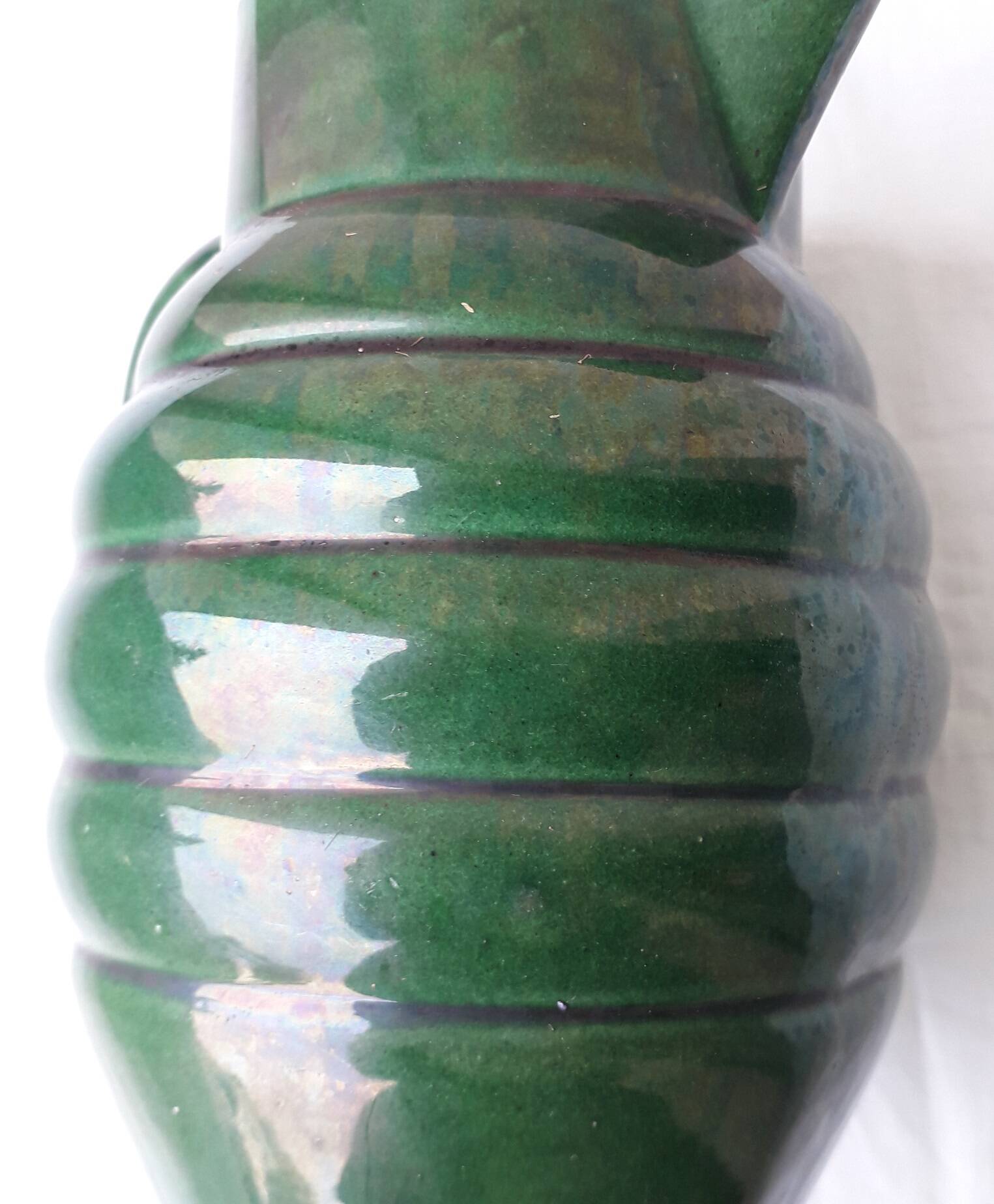Green ceramic pitcher