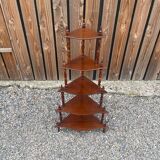 Wooden corner shelf on legs with 5 shelves