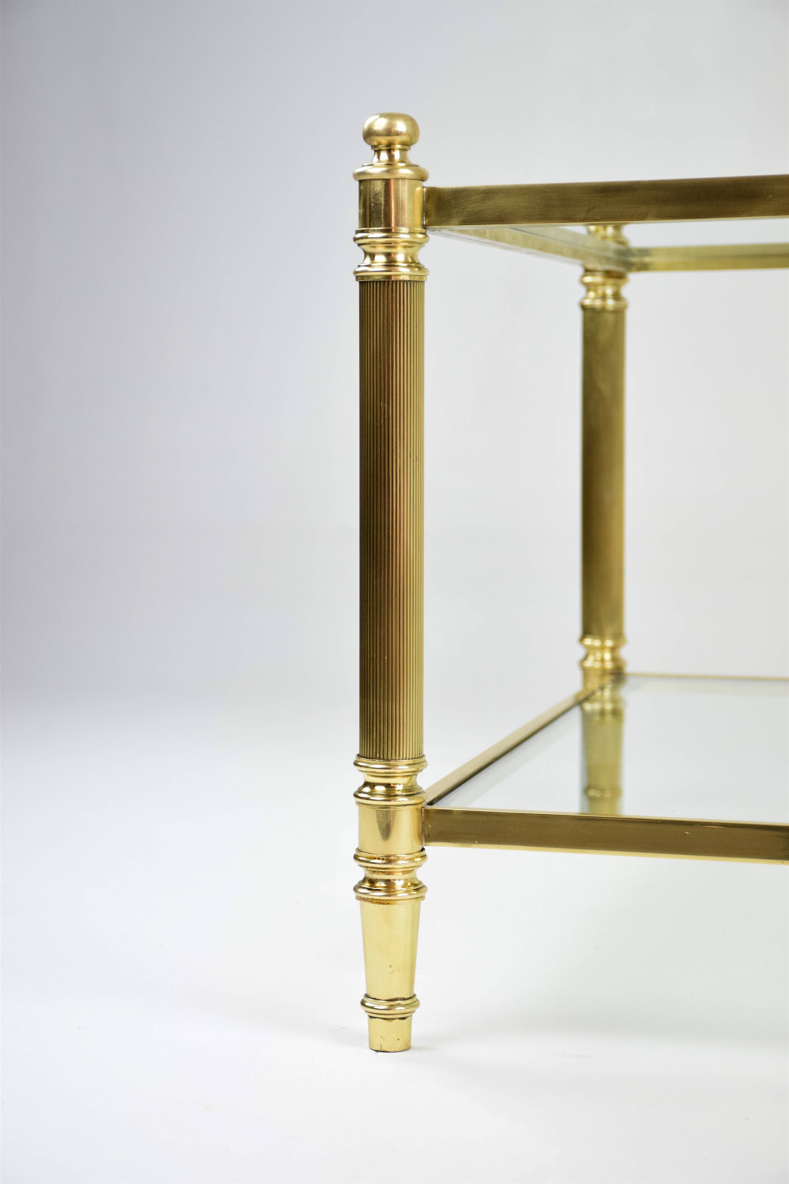 Vintage Coffee Table in Massive Brass and 70s Glass