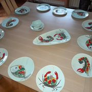Seafood service / fish 14 pieces / PORNIC M.B.F.A Hand-painted