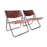 Mid-century leather folding lounge chairs, 1970s, set of 2