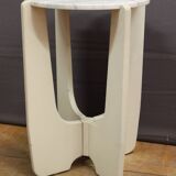 Pedestal Table In White Lacquered Wood And Marble Circa 1970