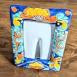 vintage frame with colorful Mexican ceramic patterns