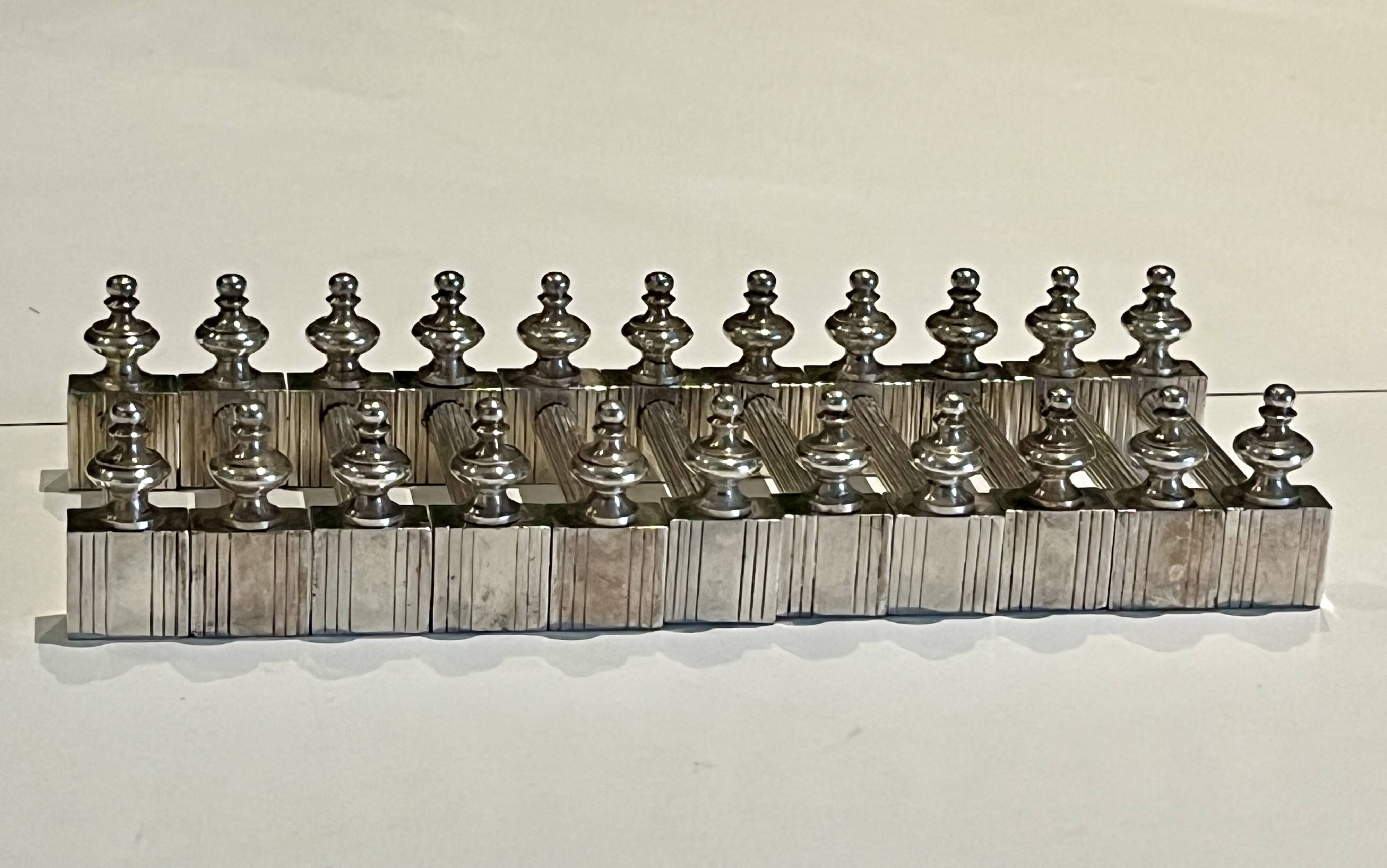 11 knife rests - Art Deco - Silver metal