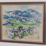 Original Swedish oil on canvas – “Landscape” by Sture Ekengren – vintage & framed – 63 × 74 cm