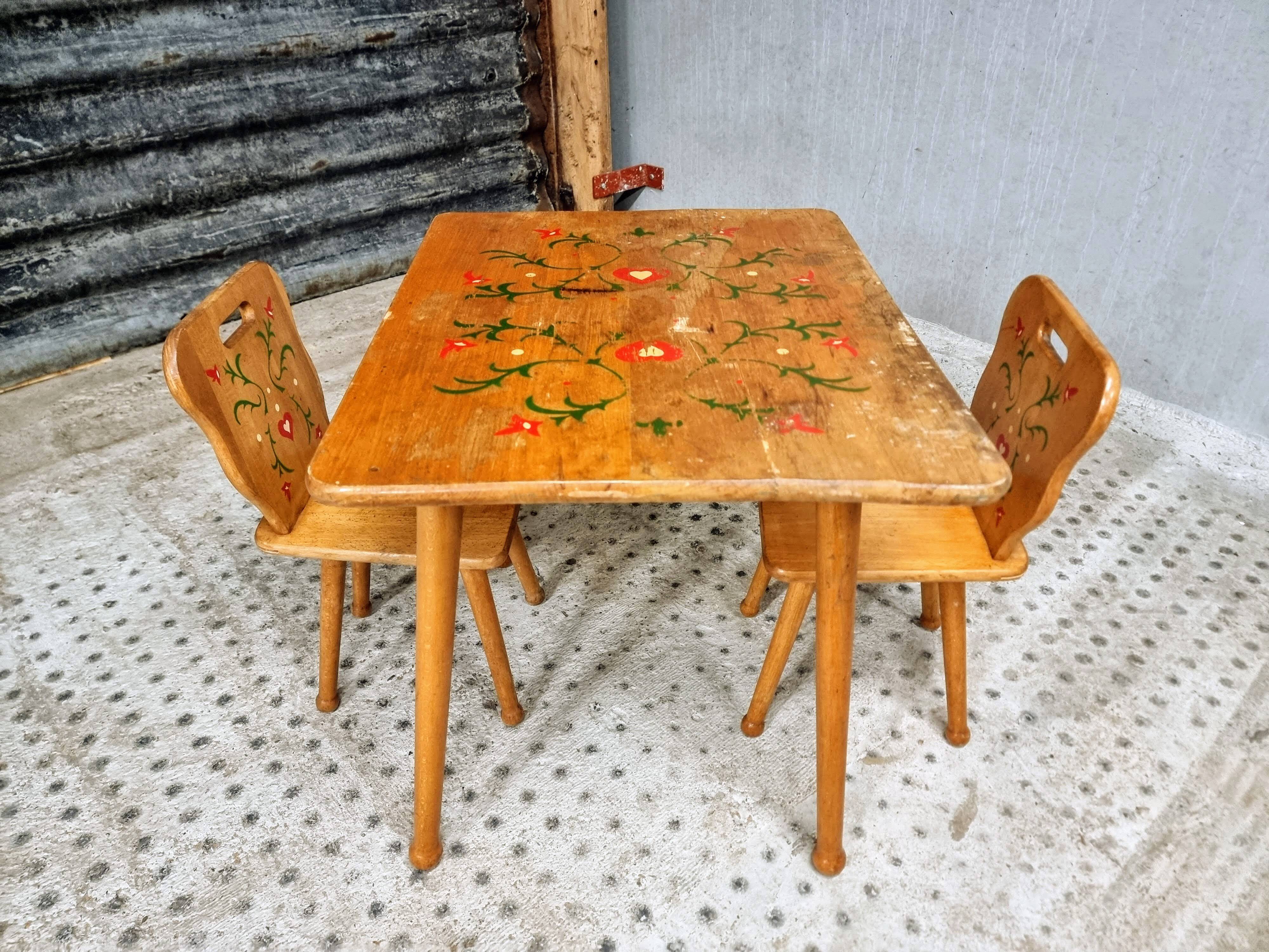 Vintage children's table set beech wood 60s
