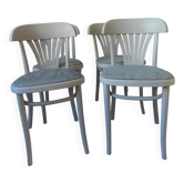 Suite de 4 chaises de bistrot vintage années 1970 gris perle.