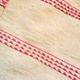 Berber kilim ottoman cover with fuchsia pink stripes