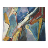 Tableau, abstract painting signed Dalous, 1989