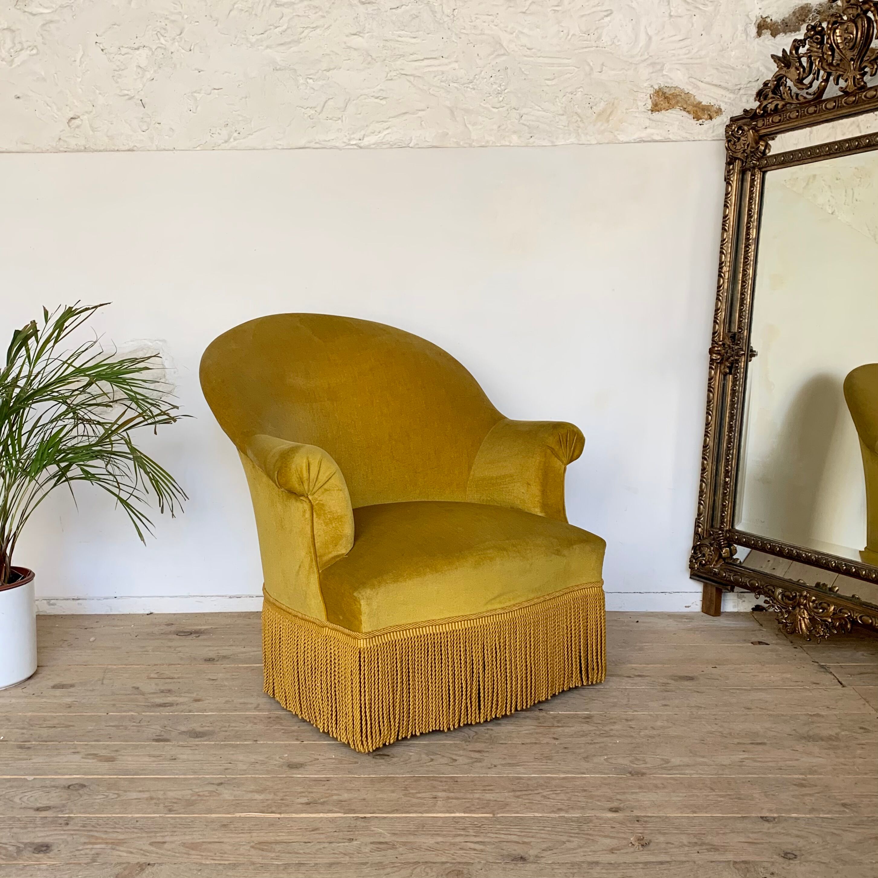 Yellow velvet toad chair