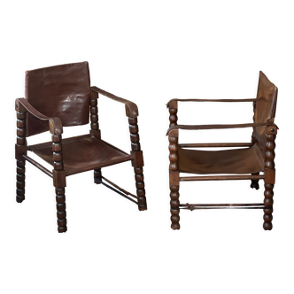 Ensemble de 2 fauteuils safari 1950