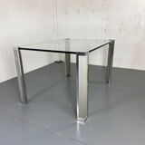 Mid Century Modern Regency Ghyczy Glass and Steel dining table or desk