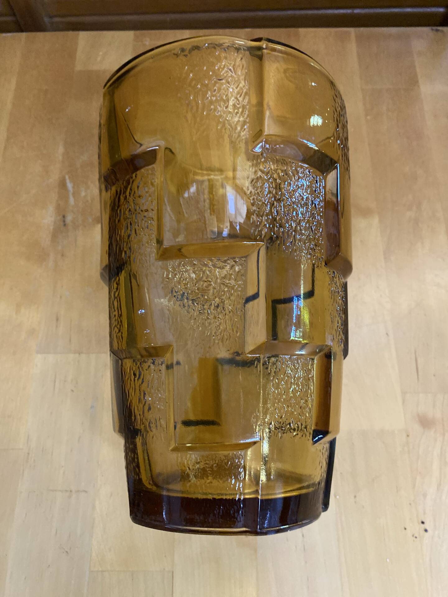 Vintage Art Deco Style Orange Amber Moulded Glass Vase