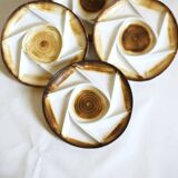 Assiettes divisées en grès vintage Français peint à la main « Longchamp »