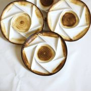 Divided plates in vintage French hand-painted stoneware "Longchamp"