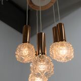 Mid-century Copper and Glass Chandelier, 1970s