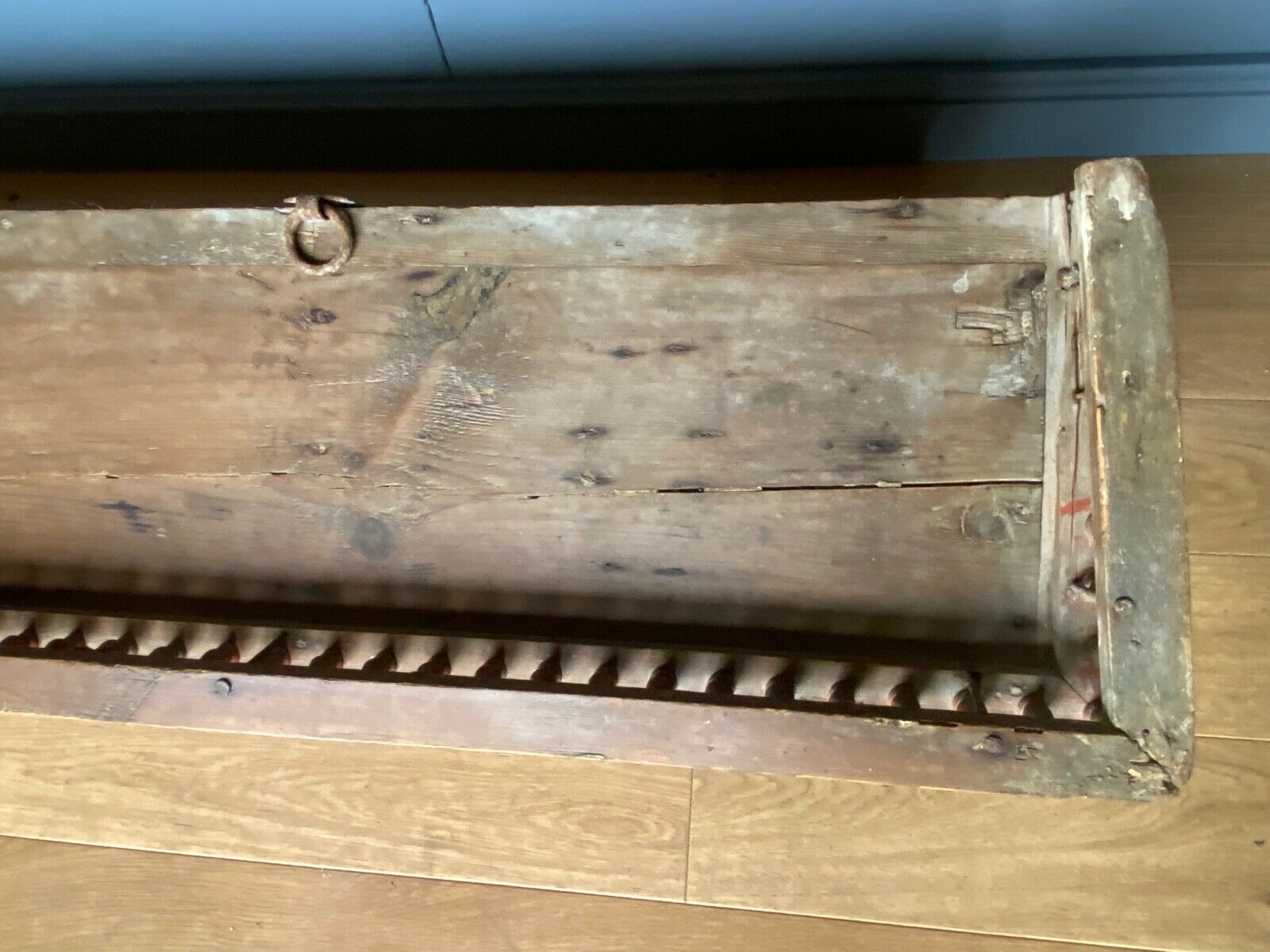 Italian floor patina green 1900 wood turns polychromy